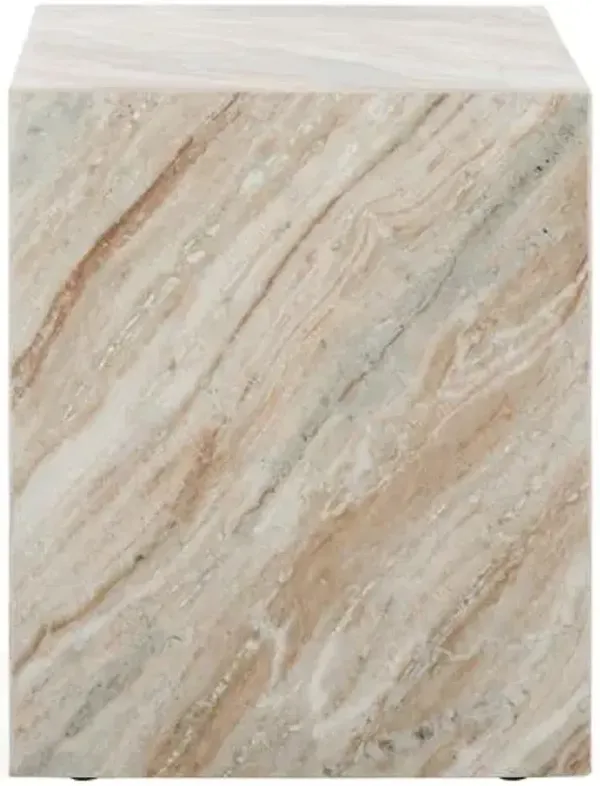 Teylor Marble Accent Table - Brown - 18Hx14.5Wx14.5D in