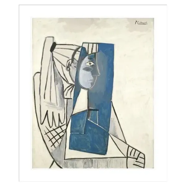 Portrait of Sylvette David by Pablo Picasso Framed Print - 1000Museums - White