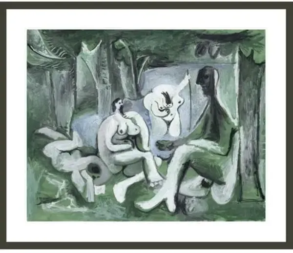 Le dejeuner sur l'herbe d'apres Manet by Pablo Picasso Framed Print - 1000Museums - Black