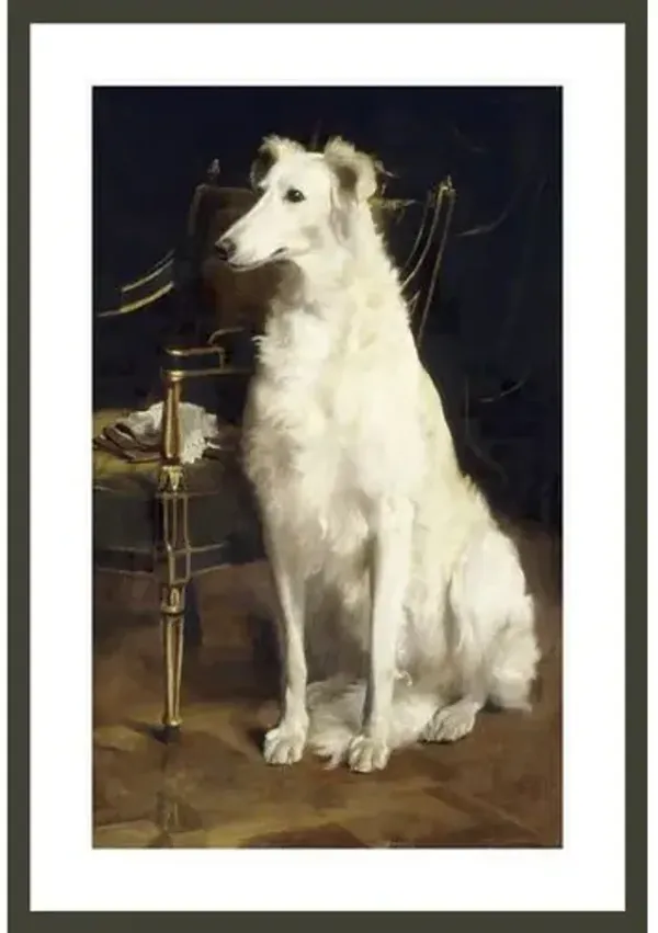A Borzoi by a Chair by St. George Hare Framed Print - 1000Museums - Black