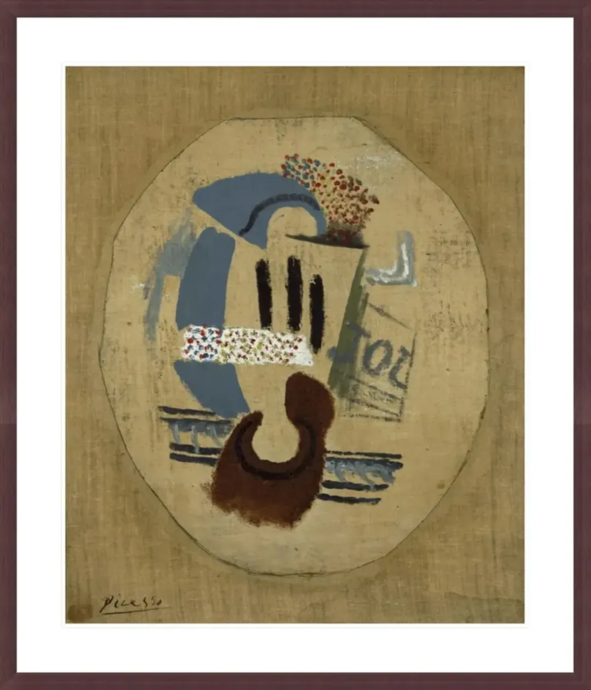 Still Life (Wineglass and Newspaper) by Pablo Picasso Framed Print