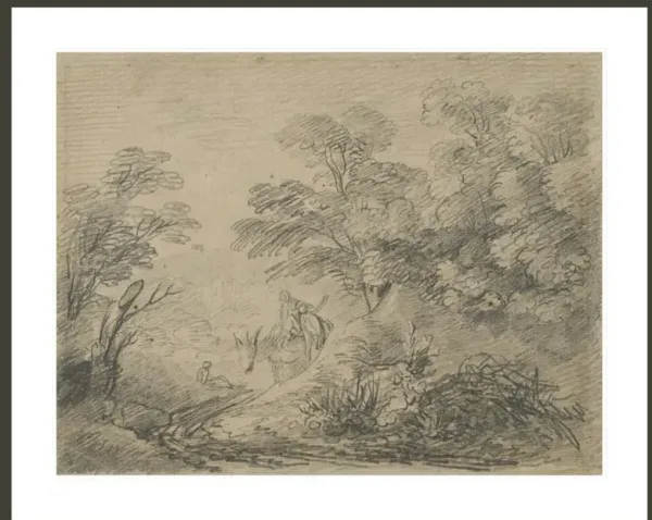 Wooded Landscape with Donkey and Figures by Thomas Gainsborough Print