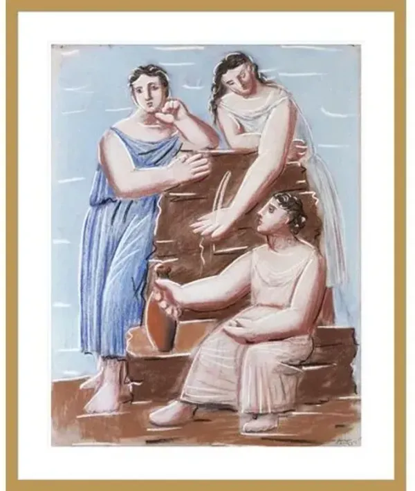Three Women at the Fountain by Pablo Picasso Framed Print - 1000Museums - Gold