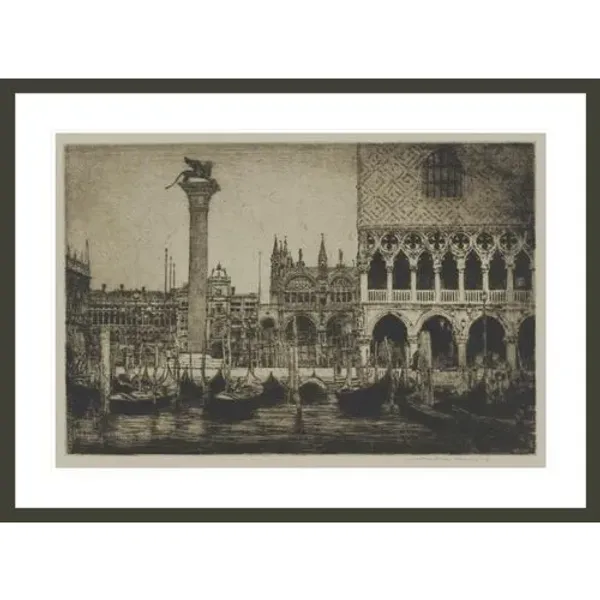 The Piazza of St. Mark Venice by Mortimer Menpes Framed Print - 1000Museums - Black