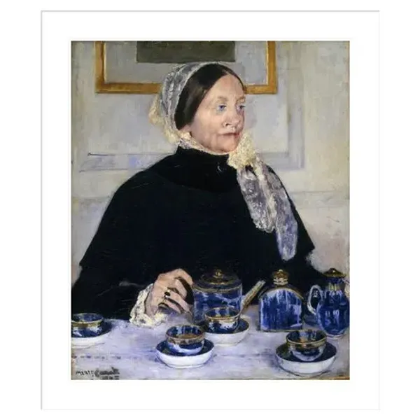 Lady at the Tea Table by Mary Cassatt Framed Print - 1000Museums - White