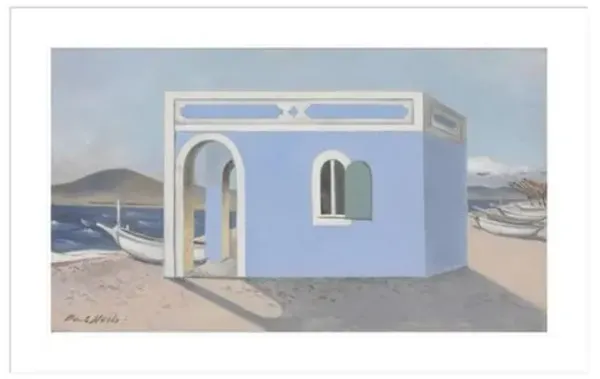 Blue House on the Shore by Paul Nash Framed Print - 1000Museums - White