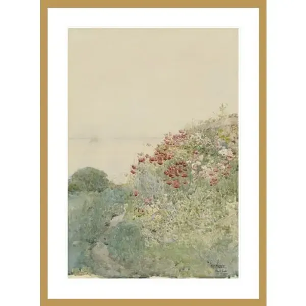 Field of Poppies Isles of Shoals by Childe Hassam Framed Print - 1000Museums - Gold