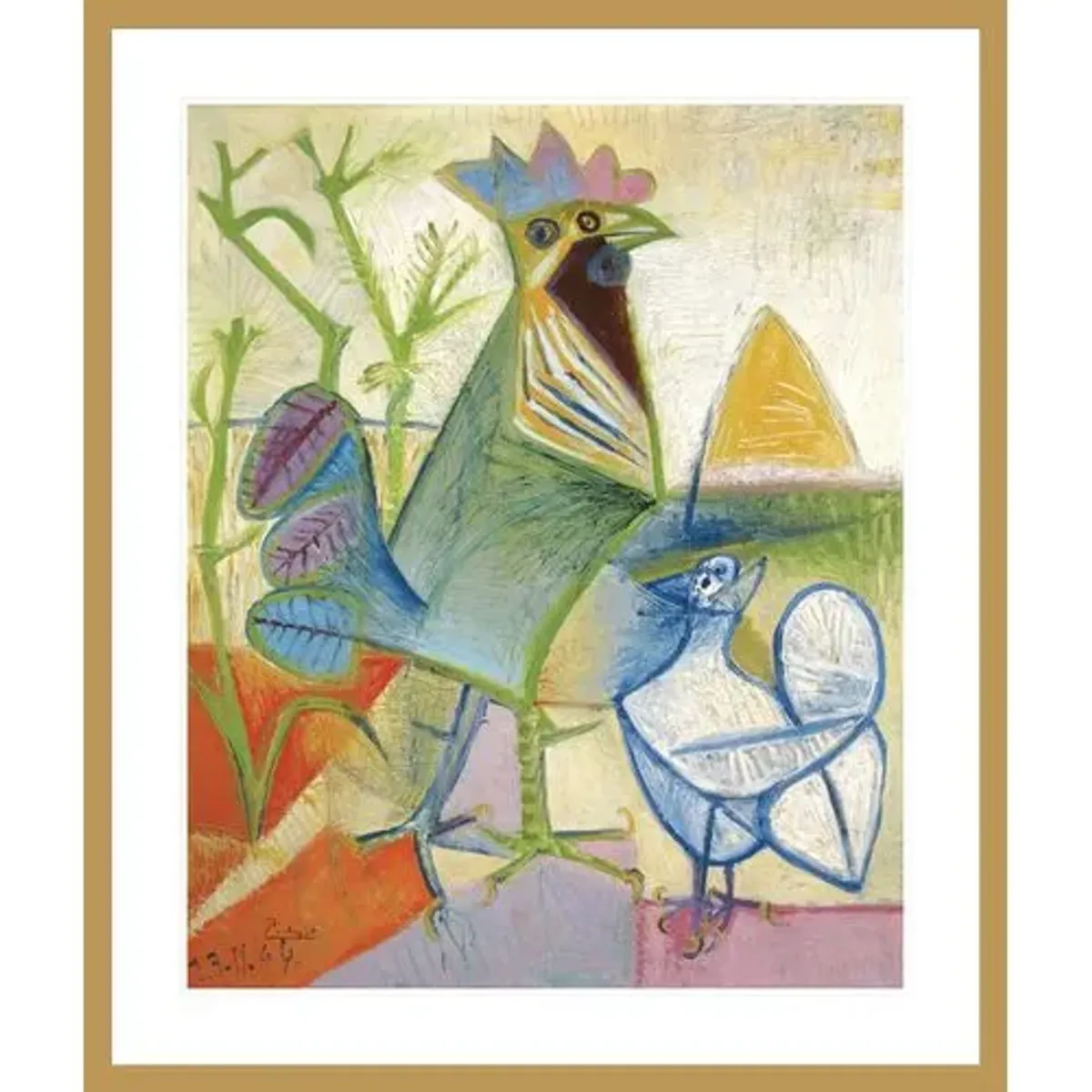The Cock of the Liberation by Pablo Picasso Framed Print - 1000Museums - Gold