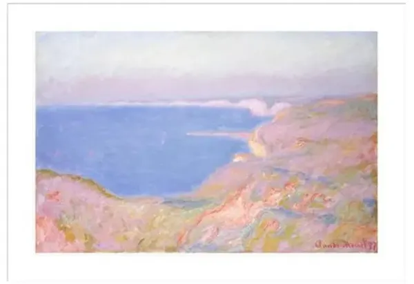 On The Cliffs Near Dieppe Sunset by Claude Monet Framed Print - 1000Museums - White