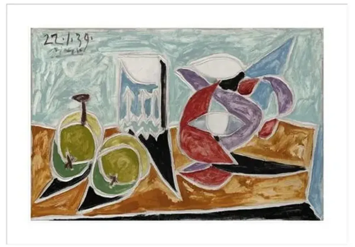 Still Life: Fruits and Pitcher by Pablo Picasso Framed Print - 1000Museums - White
