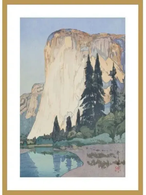 El Capitan by Hiroshi Yoshida Framed Print - 1000Museums - Gold