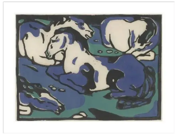 Resting Horses by Franz Marc Framed Print - 1000Museums - White