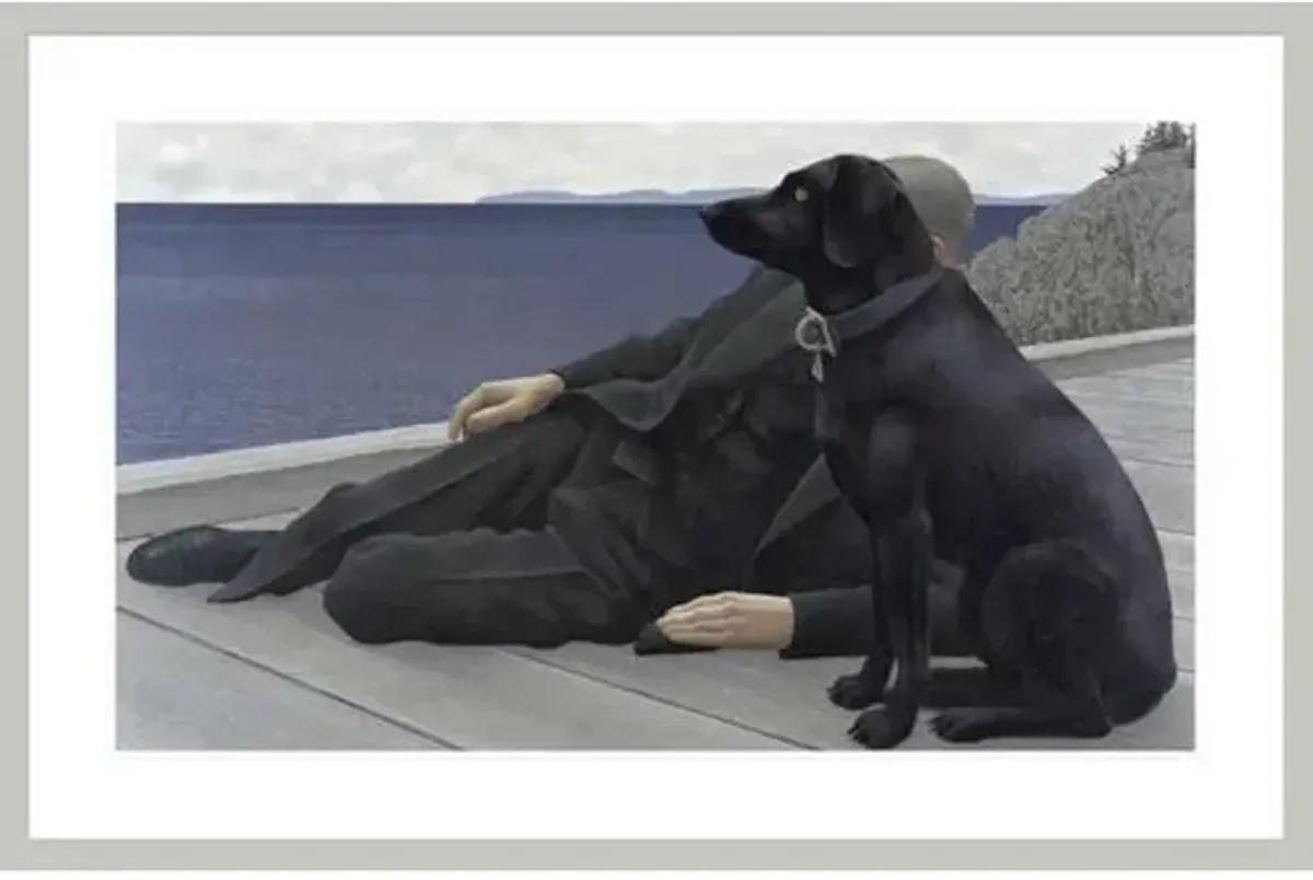 Dog and Priest by Alex Colville Framed Print - 1000Museums - Silver