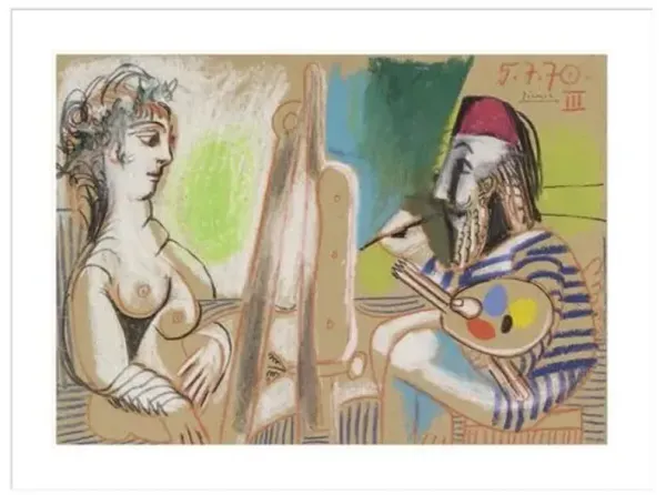 Painter and Model III by Pablo Picasso Framed Print - 1000Museums - White