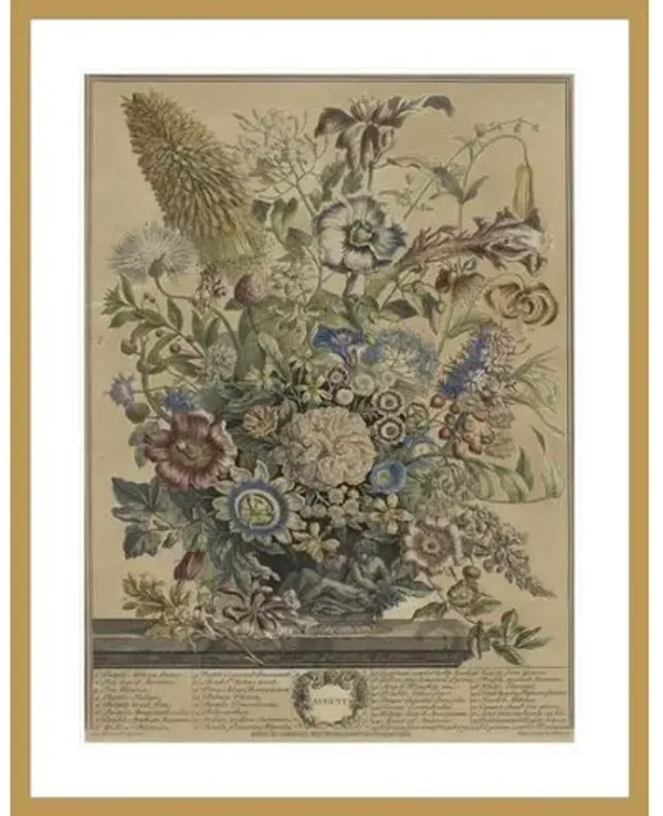 August from the series The Twelve Months of Flowers by Henry Fletcher Print - 1000Museums - Gold