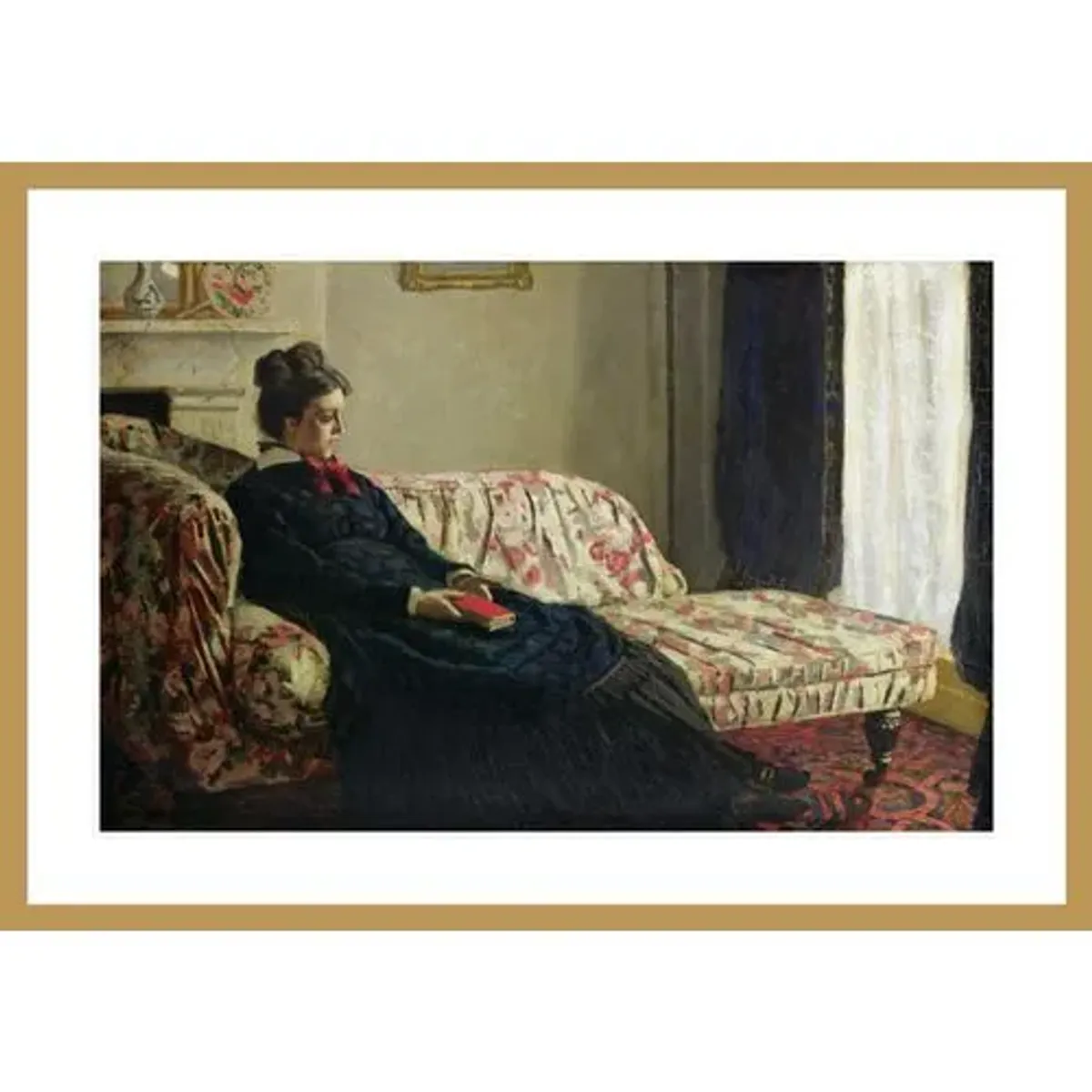 Meditation or Madame Monet on the Sofa by Claude Monet Framed Print - 1000Museums