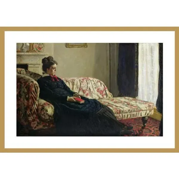Meditation or Madame Monet on the Sofa by Claude Monet Framed Print - 1000Museums