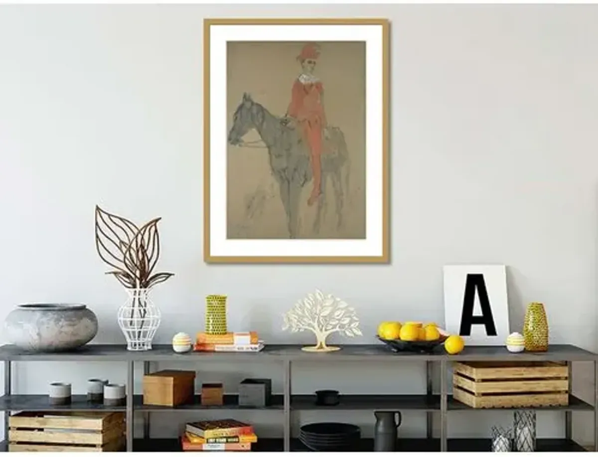 Jester on Horseback by Pablo Picasso Framed Print - 1000Museums - Gold