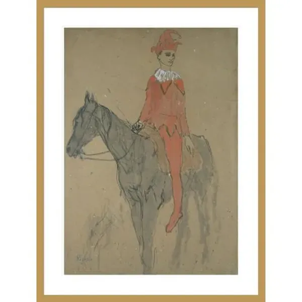 Jester on Horseback by Pablo Picasso Framed Print - 1000Museums - Gold