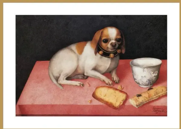 Canina con biscotti by Giovanna Garzoni Framed Print