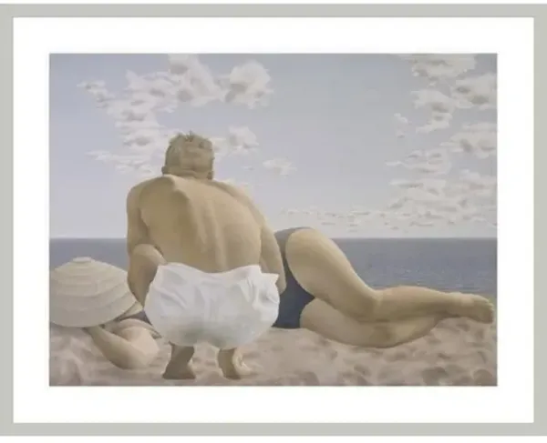 Couple on Beach by Alex Colville Framed Print - 1000Museums - Silver