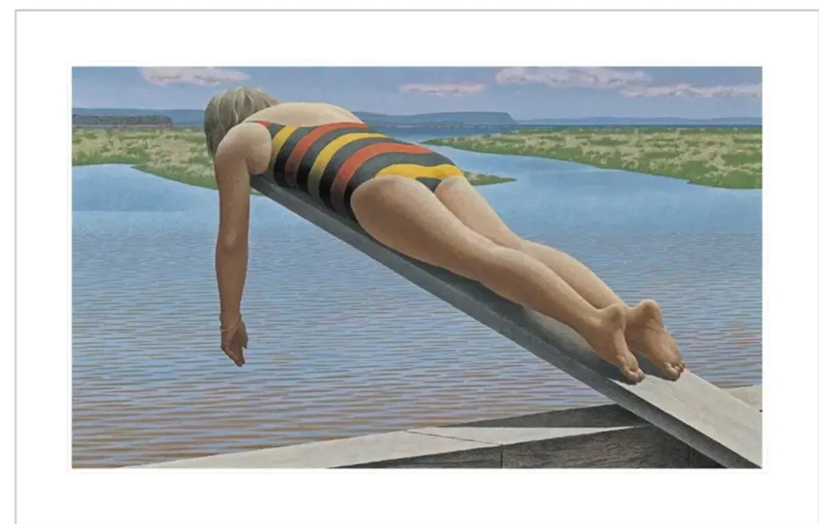 Woman on Diving Board by Alex Colville Framed Print