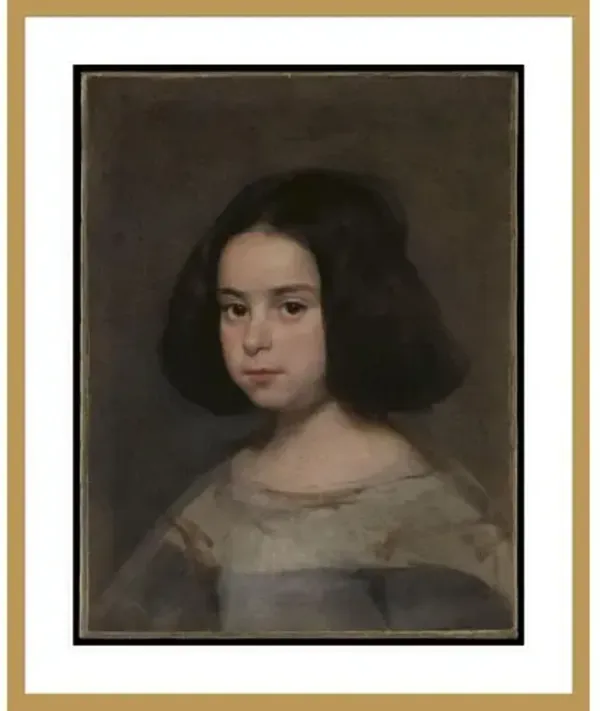 Portrait of a Little Girl by Diego Velázquez Framed Print - 1000Museums - Gold