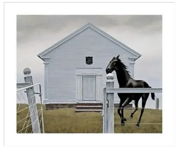 Church and Horse by Alex Colville Framed Print - 1000Museums - White