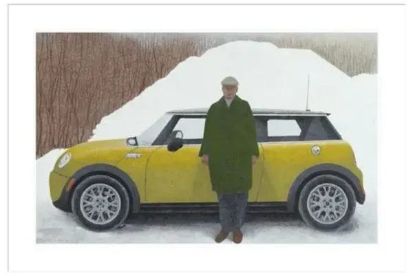 Artist and Car by Alex Colville Framed Print - 1000Museums - White