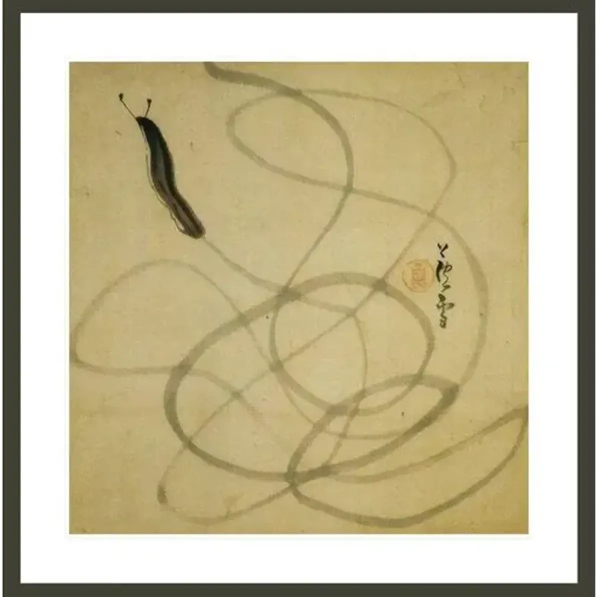 Slug by Nagasawa Rosetsu Framed Print - 1000Museums - Black