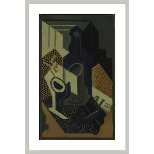 Bottle and Glass by Juan Gris Framed Print - 1000Museums - Silver