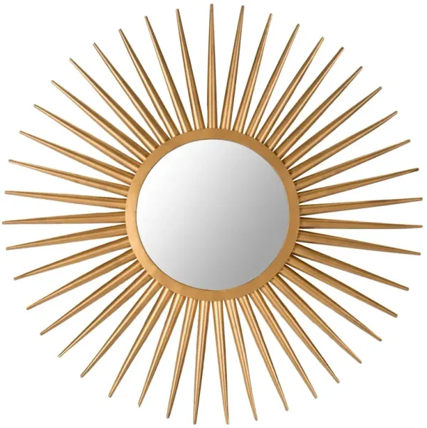 Kaeleen Iron Sunburst Wall Mirror, Gold