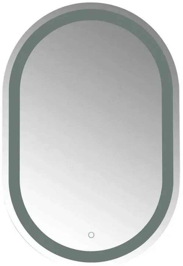 Morinen Oval Illuminated LED Wall Mirror, Silver/White