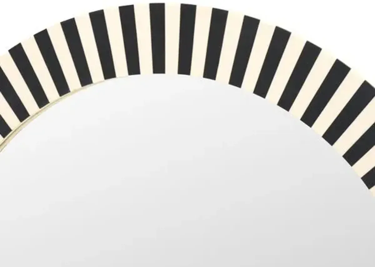 Ceydor 29" Round Stripe Wall Mirror - Black/Ivory