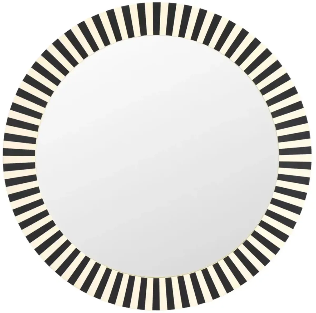 Ceydor 29" Round Stripe Wall Mirror, Black/Ivory