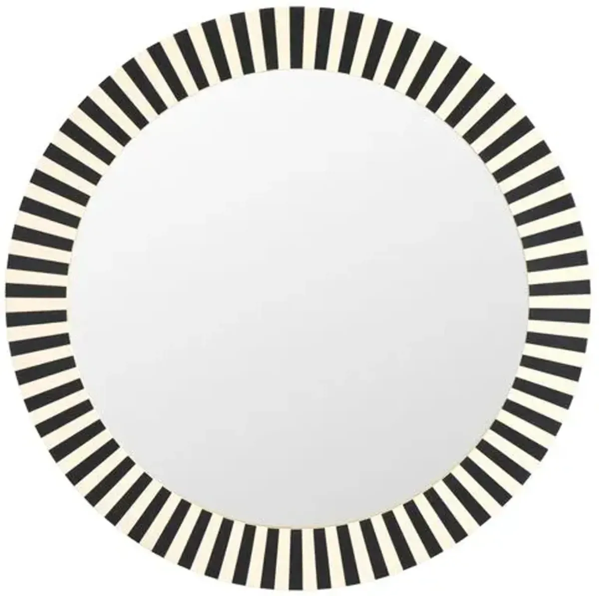Ceydor 29" Round Stripe Wall Mirror - Black/Ivory