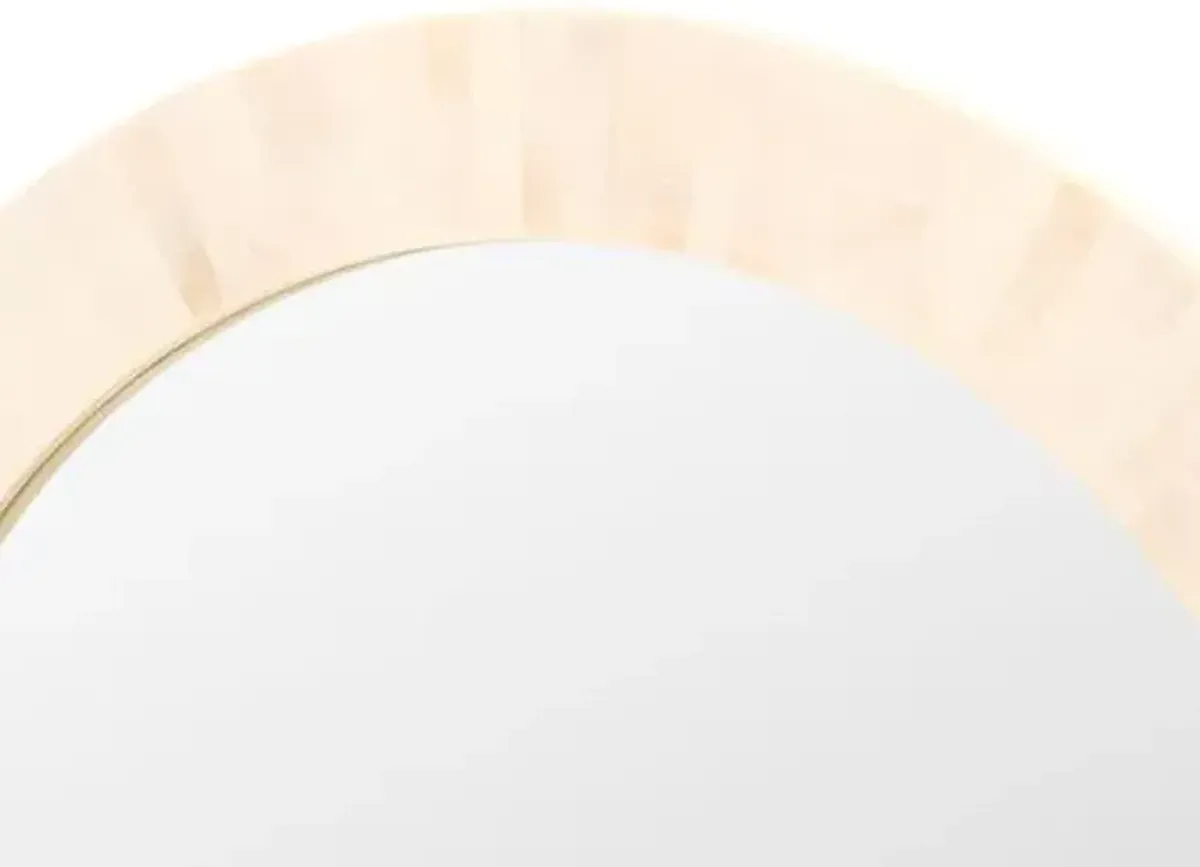 Keryn 29" Round Resin Wall Mirror - Antique Ivory