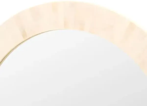 Keryn 29" Round Resin Wall Mirror - Antique Ivory