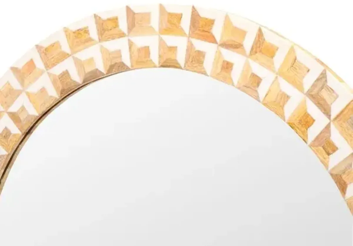 Elaraen 29" Round Wall Mirror - Antique Ivory