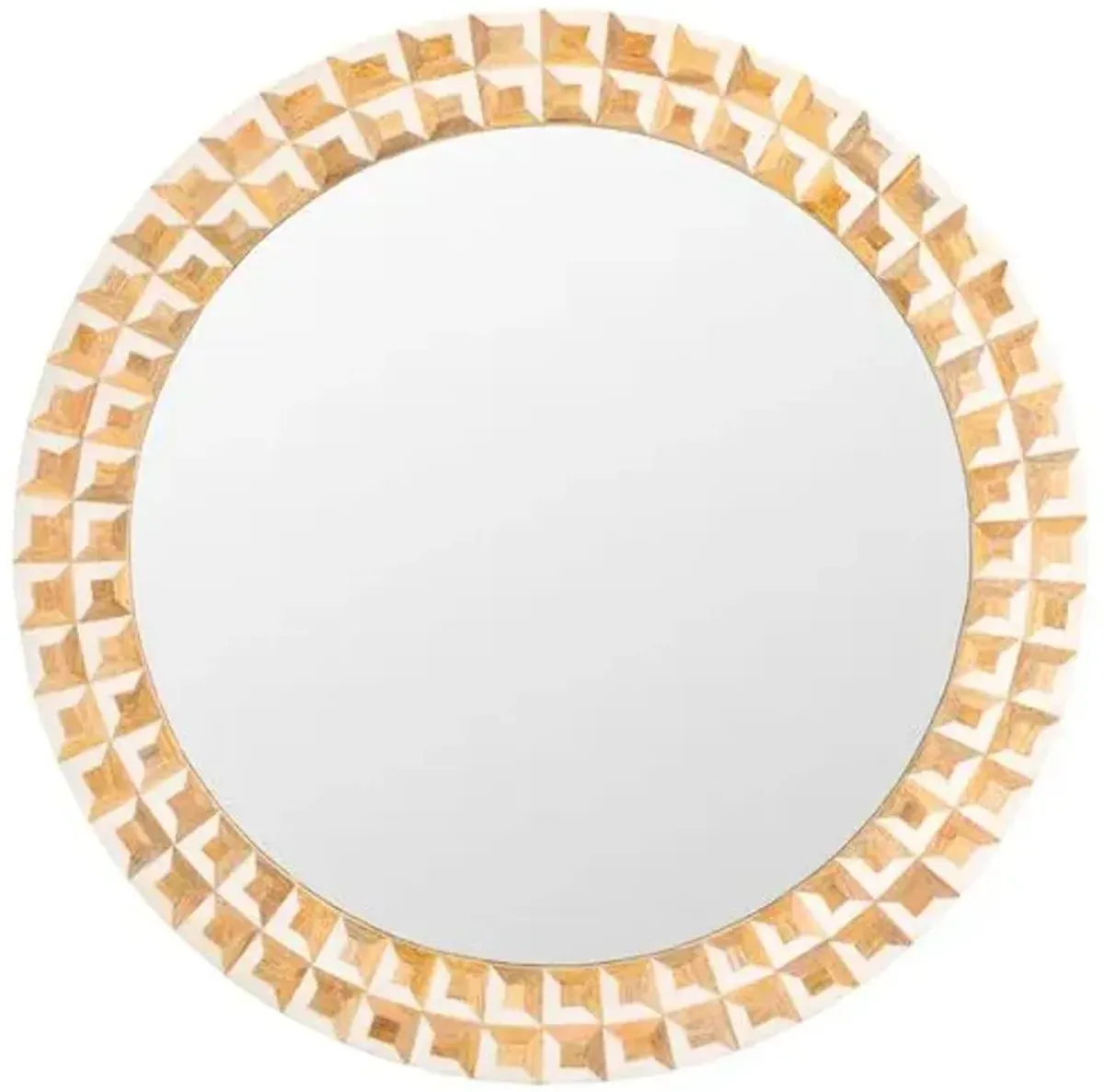 Elaraen 29" Round Wall Mirror - Antique Ivory