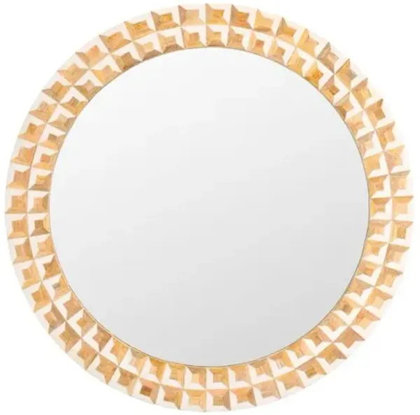 Elaraen 29" Round Wall Mirror - Antique Ivory