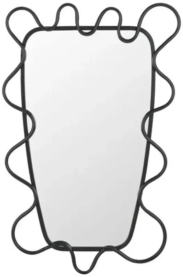 Zylo Wavy Wall Mirror - Black