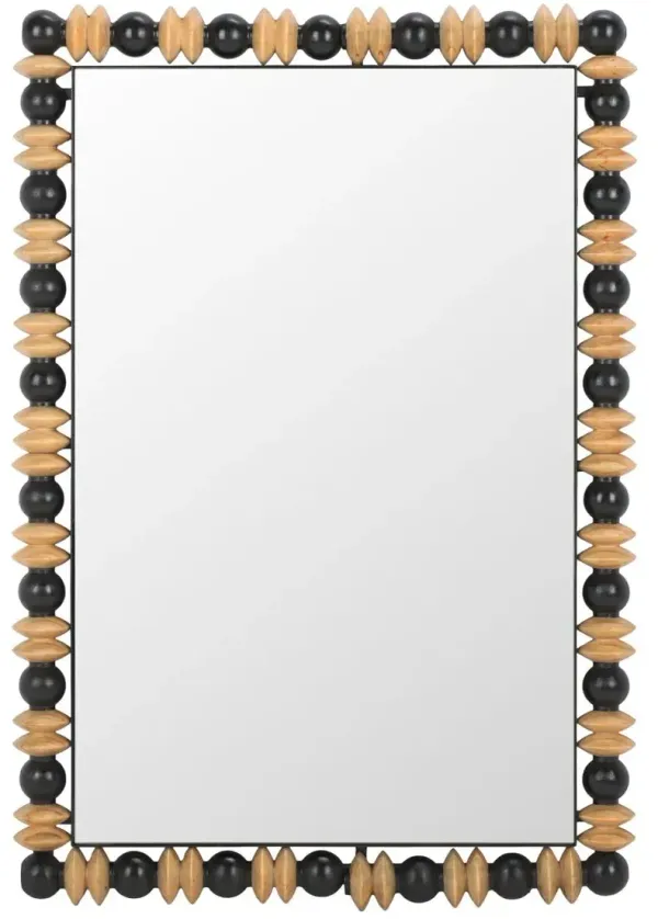 Aelia Pine Wall Mirror, Black/Natural
