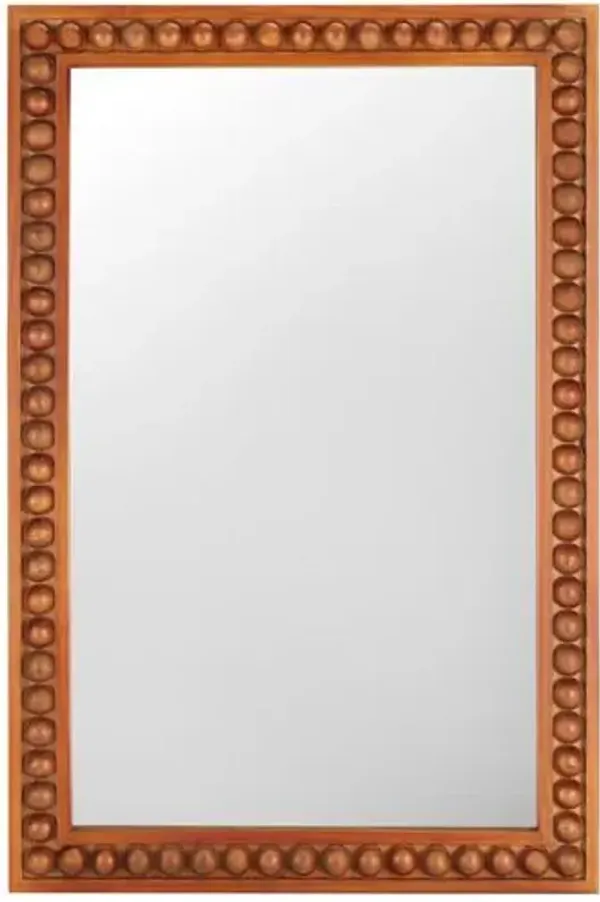 Sonni Beaded Pine Wall Mirror - Red/Brown