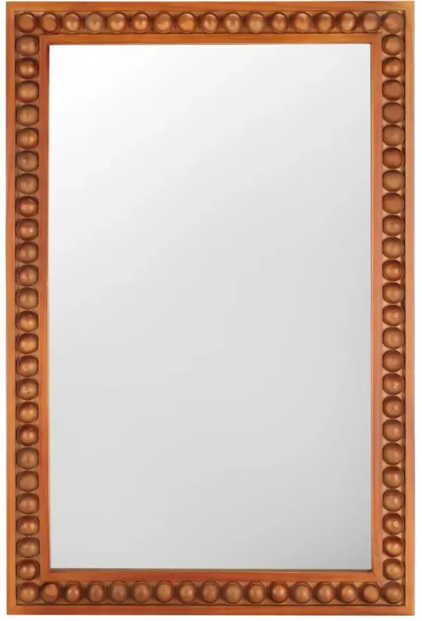 Sonni Beaded Pine Wall Mirror, Red/Brown