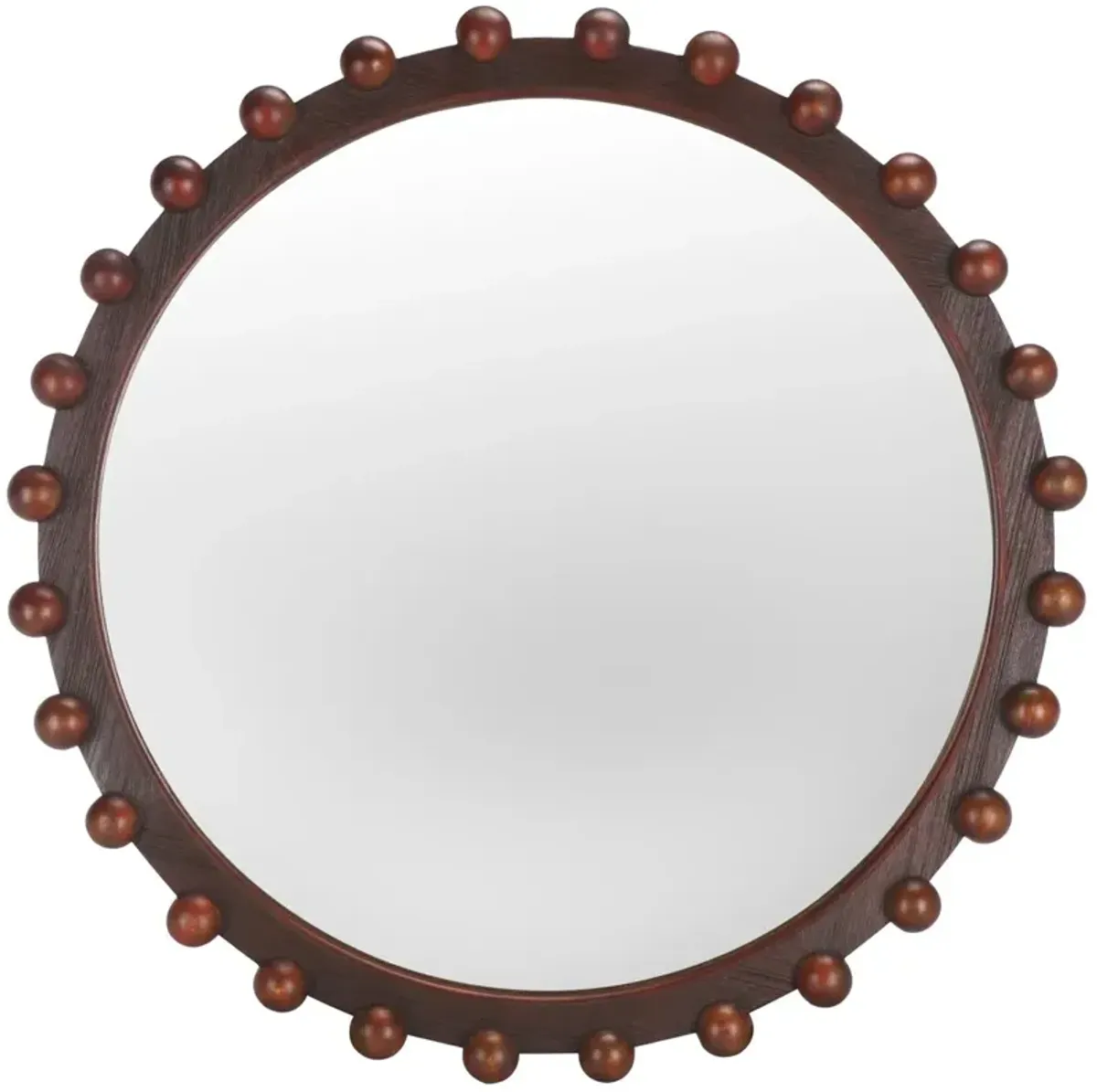 Avali 36" Round Beaded Wall Mirror, Walnut