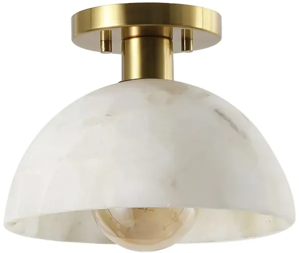 Sylisan Alabaster Semi-Flush Mount - White/Brass
