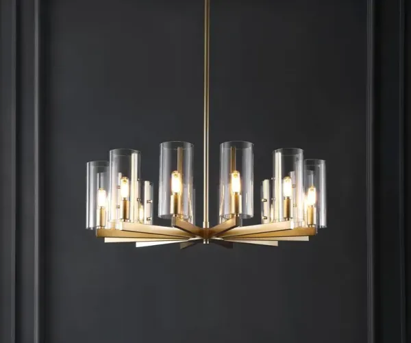 Rivenir 12-Light Iron & Glass Chandelier - Gold