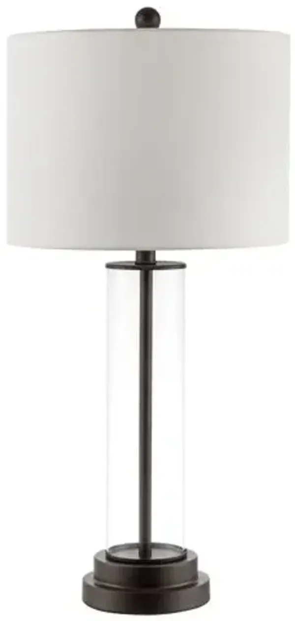 Nerabeth Column Glass Table Lamp - Clear/Bronze