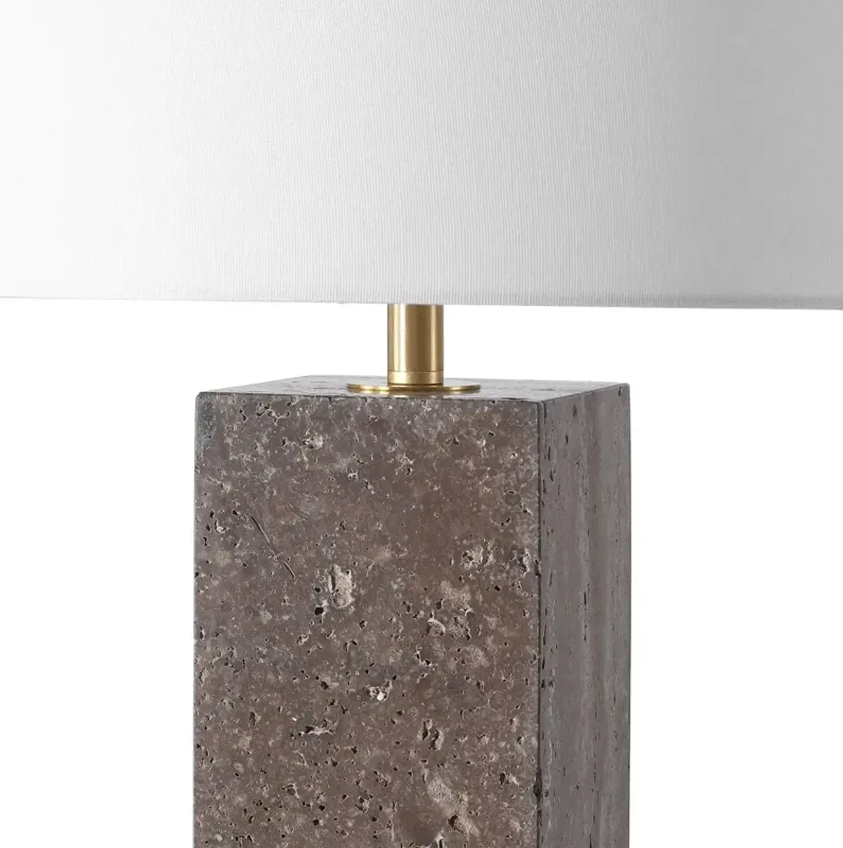 Fynor Travertine Table Lamp - Dark Brown